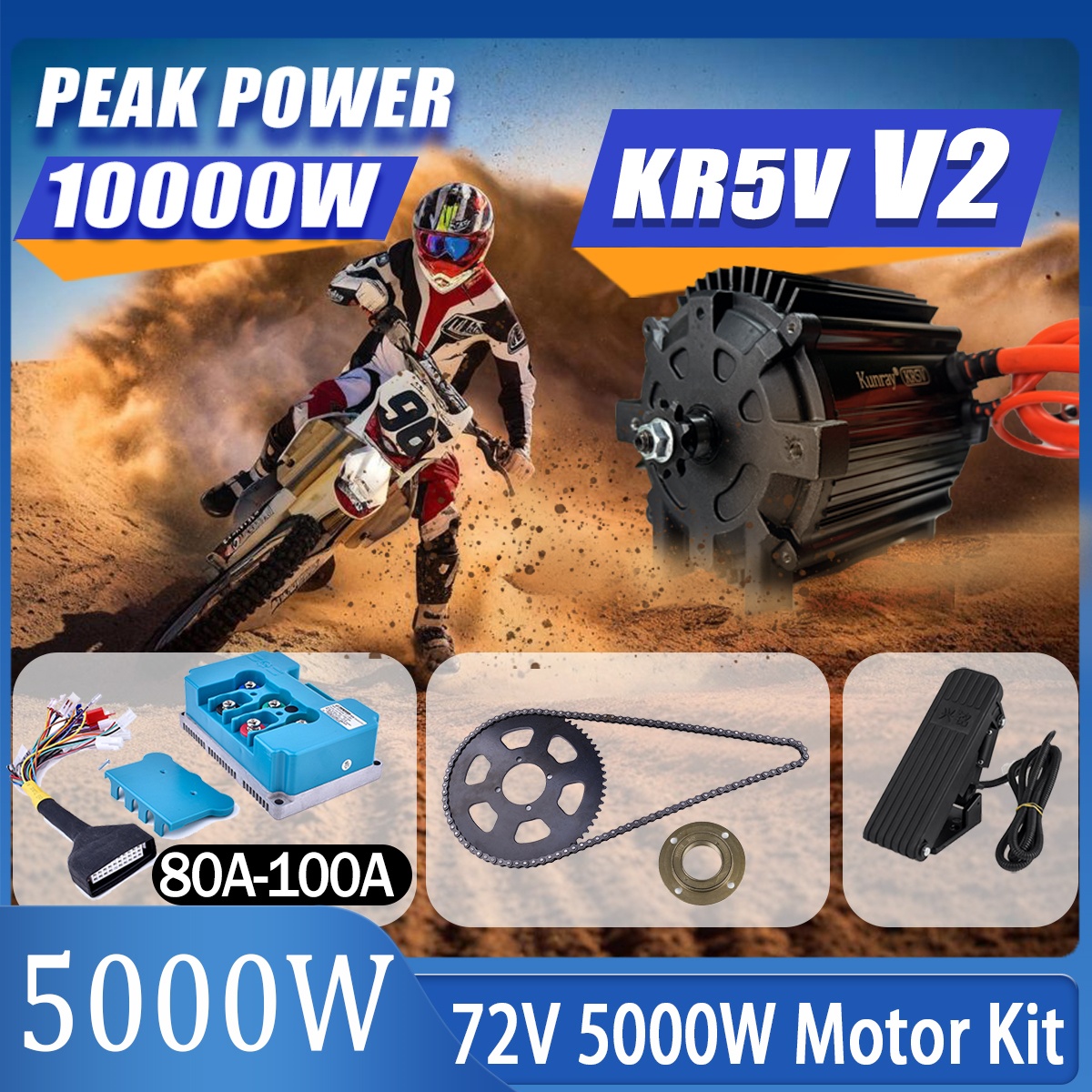 Cycling Gear Kit - Kunray KR5V 72V 5000W Electric Brushless