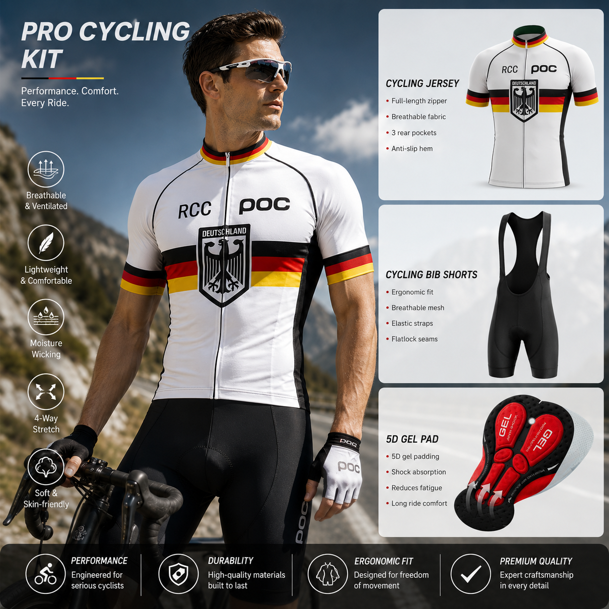 Cycling Bib Shorts - RCC POC 2026 Short Sleeve Men