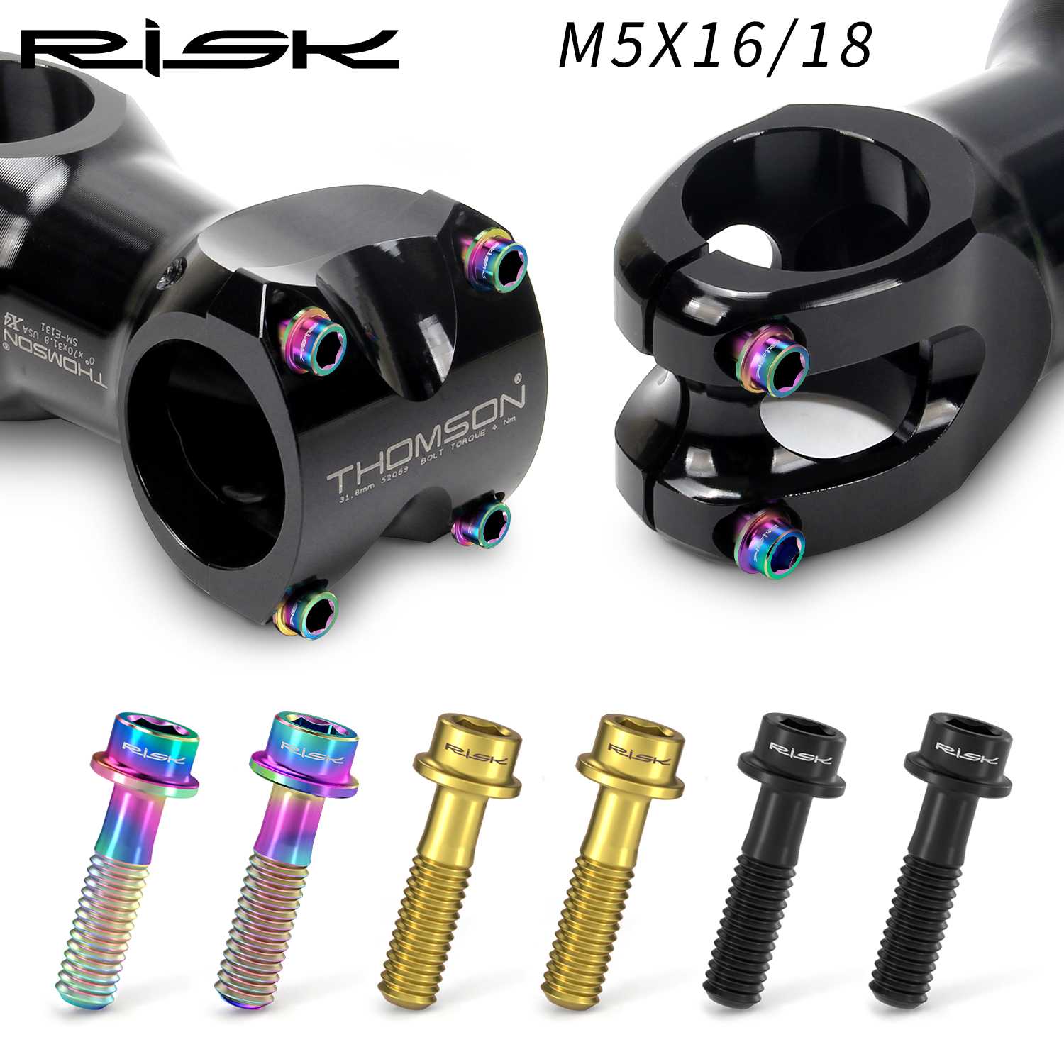 Xc Mtb Gear - RISK Titanium Stem Bolts 6PCS M5x16mm