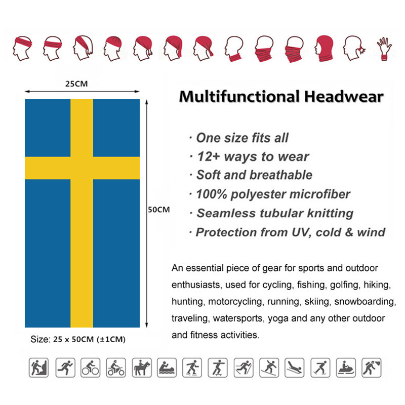 Sweden Flag Printed Bandana He - Cycling Headwear incelemesi ve fiyatı
