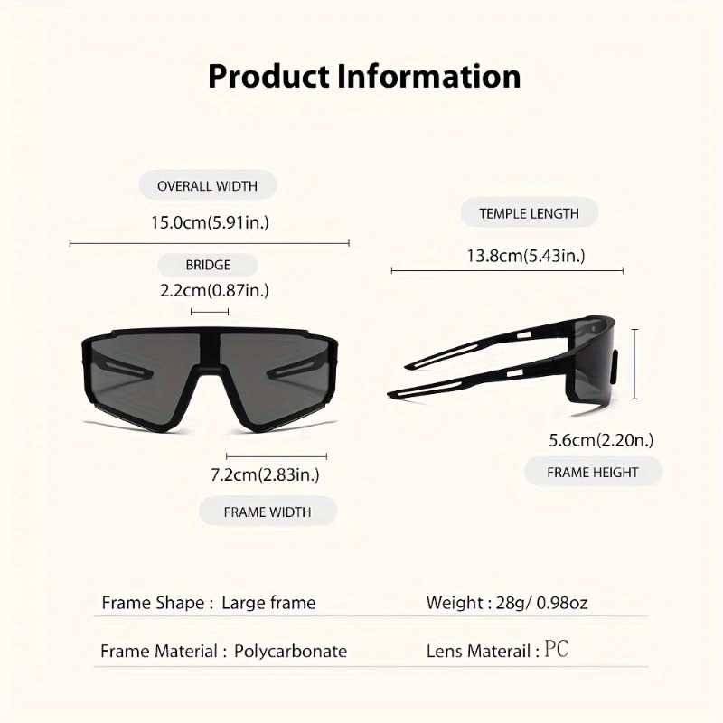 2pcs Men's Oversized Cycling S - Cycling Glasses incelemesi ve fiyatı