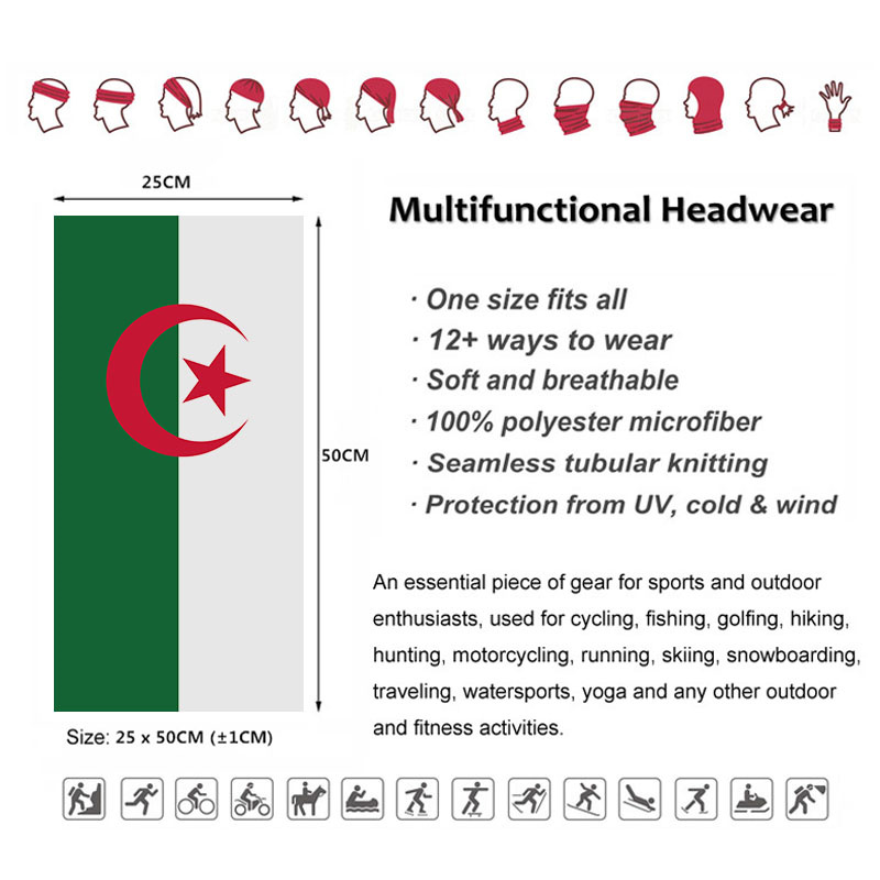 Algeria Flag Printed Bandana H - Cycling Headwear incelemesi ve fiyatı