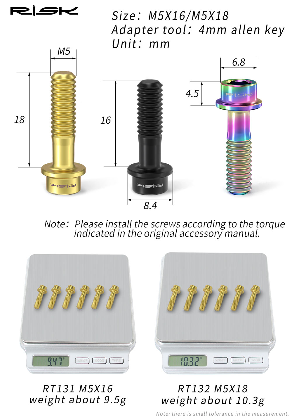 RISK Titanium Stem Bolts 6PCS  - Xc Mtb Gear incelemesi ve fiyatı